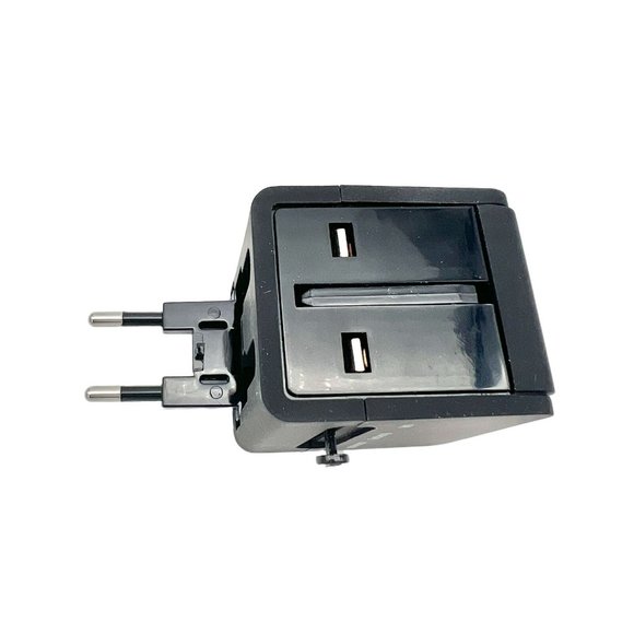 Travel Adapter with Dual USB Charger Black Supports USA Australia UK Europe NIB - Picture 9 of 12